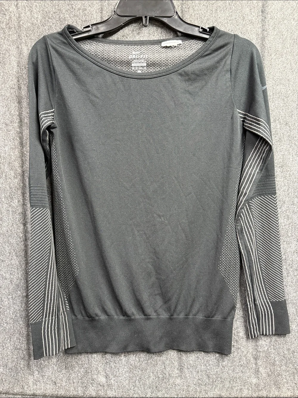 Nike Black Long-Sleeve Performance Tee with Stripe Detail - Picture 1 of 5